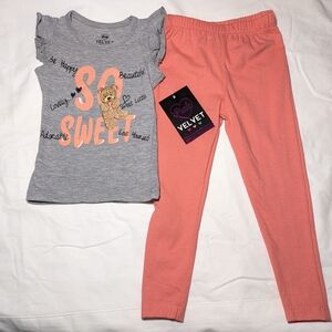 Velvet Gray and Coral Kids Set